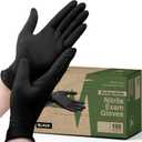 FifthPulse [150 Count] Medium Biodegradable Gloves - Black Nitrile Disposable Gloves - Medical Exam and Food Safe - Powder and Latex Free with Textured Fingertips