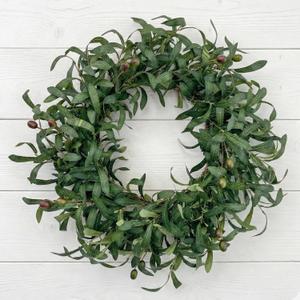 24 Inch Olive Wreath for Front Door - All Season Artificial Greenery Wreath with Lifelike Olive Fruits - Year Round Farmhouse Decor for Wall Window Indoor Outdoor