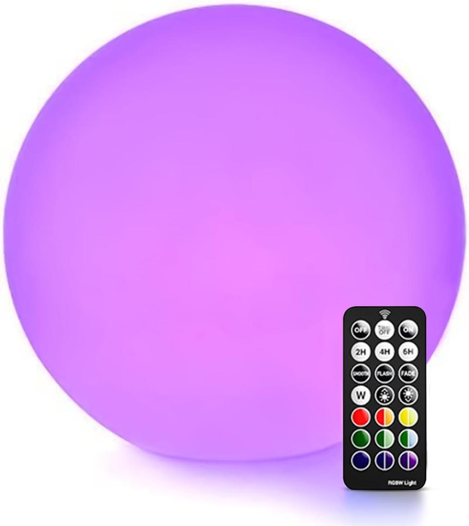 LOFTEK 12-inch LED Light Ball, Rechargeable Waterproof Globe Lamp w/Remote
16 Colors Dimmable Sphere Night Light, Cordless & Color Change, Sensory Lamp for Home, Party, patio Decor