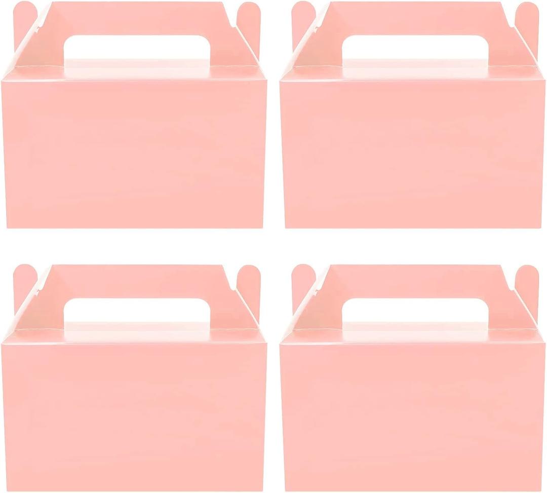 Oletx 12Pcs Pink Gable Gift Boxes, Party Favor Treat Box, Goodie Box, Cookie Candy Box for Princess Birthday Party, Baby Girl Shower, Classroom Activity and Any Fun Occation Decoration Supplies.