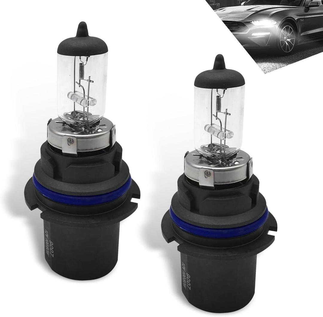 2 PCS Car 9007-80W Halogen Bulb, 12V Super Penetrating Quartz Lamp Low Beam High Beam Light, Easy to Plug Original Halogen Bulb Replacement Parts, Universal Car Lighting Accessories (White)