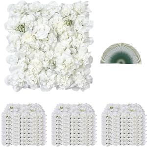 3D Flower Wall Panel, 24 PCS 15 x 15 inch, Artificial Floral Wall Background Mesh Backing Mat,Seamless Design&Easy Installation for Wedding Valentines Day Home Baby Party Backdrop Decor,White