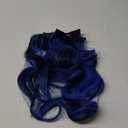 KooKaStyle Invisible Wire Hair Extensions with Transparent Headband Adjustable Size 4 Secure Clips Long Wavy Highlight Synthetic Hairpiece 20 Inch Black with Blue for Women