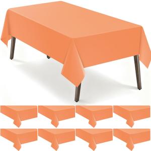 Orange 8 Pack Plastic Tablecloth, Rectangle Tablecloths 54"x 108", Disposable Plastic Table Cover for Party Disposable Tablecloths