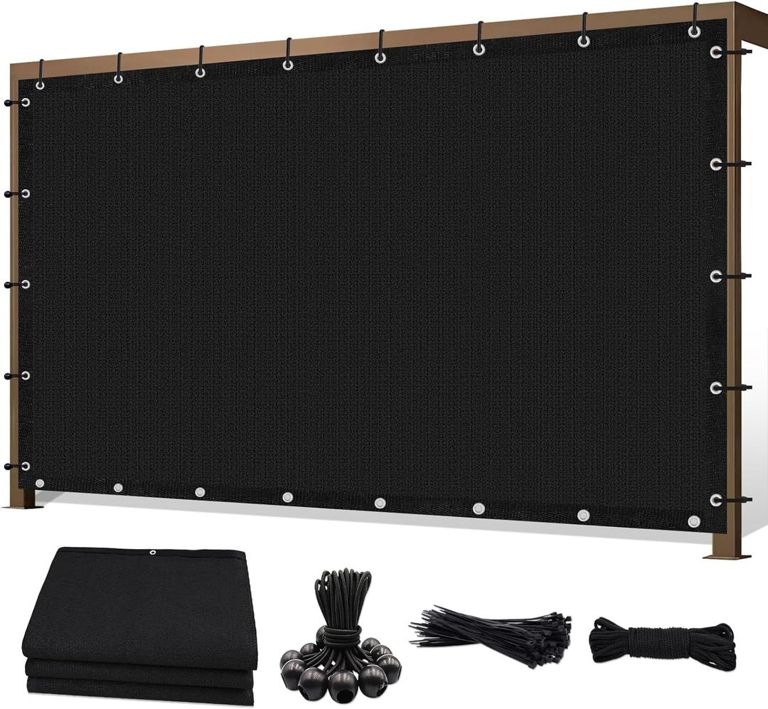 6' X 16' 90% Sun Shade Cloth Outdoor Patio Black Pergola Shades Cover Privacy Screen UV Block Porch Screens Canopy for Patio Outside Outdoor