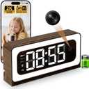 Clock Camera,Wood Grain,5G/2.4GHz WiFi Nanny Cam w/Alarm,2K Indoor Secuirty Camera,Color Night Vision,Dimmable Night Light, AI Human Detection,5200mAh Rechargeable Battery,SD & Cloud Storage,Pet,Baby