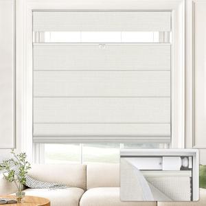 No Drill Top Down Bottom Up Roman Shades for Windows, 35" W x 64" H, Natural