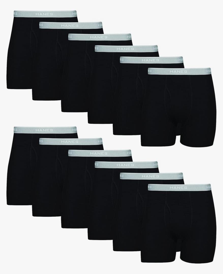 Hanes mens Underwear Boxer Briefs Pack, Cool & Breathable Cotton Moisture-wicking Underwear for Men, No Ride Up, 12 Pack L