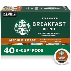 Starbucks K-Cup Coffee Pods, Medium Roast Hot or Iced Coffee, Breakfast Blend, 40 Keurig Pods Exp. 10 Apr 2026