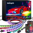 Nilight 4Pcs Car Underglow Neon Accent Strip Lights 256 LEDs RGBIC Multi Color DIY Sound Active Function Music Mode with APP Control and Remote Control Underbody Light Strips,