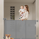 Upgrade 120 inch Retractable Baby Gates Extra Wide with Reinforced Strip Design to Prevent Crawling Through, 10 Foot Retractable Dog Gate, 48" Tall, Retractable Gate for Indoor/Outdoor