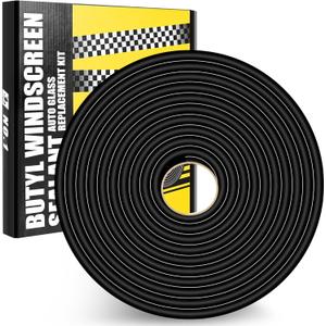 Butyl Rubber Tape Headlight Glue Sealant Rope 14.8Ft Diameter 9.5mm Butyl Putty Foam Strip Butyl Rubber Caulk Sealer for Automotive (Car RV Truck Marine) Window Door Windshield Sealing - Black, 1 Roll