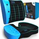 Everlasting Comfort Doctor Recommended Memory Foam Seat Cushion for Office Chairs & Car - Ergonomic Office Desk Accessories - Cushions for Tailbone Pain Relief, Sciatica & Back Support Pillow (03. Black Cooling Additional Lumbar Support)