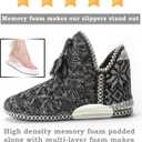 Women's Cozy Knit Slipper Boots Memory Foam Non-slip Indoor Outdoor Warm House Booties (Black)