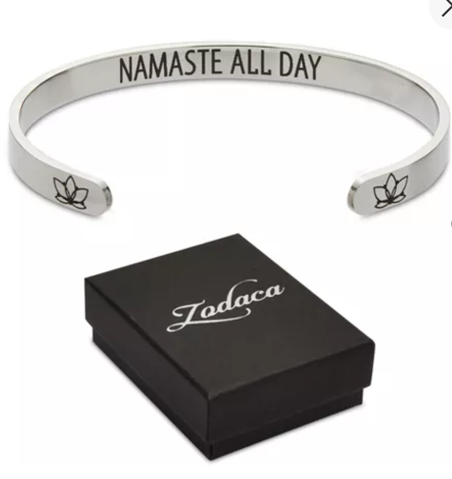 Zodaca Inspirational Silver Wrist Bracelet Cuff for Women, Namaste All Day, 2.6x2 In