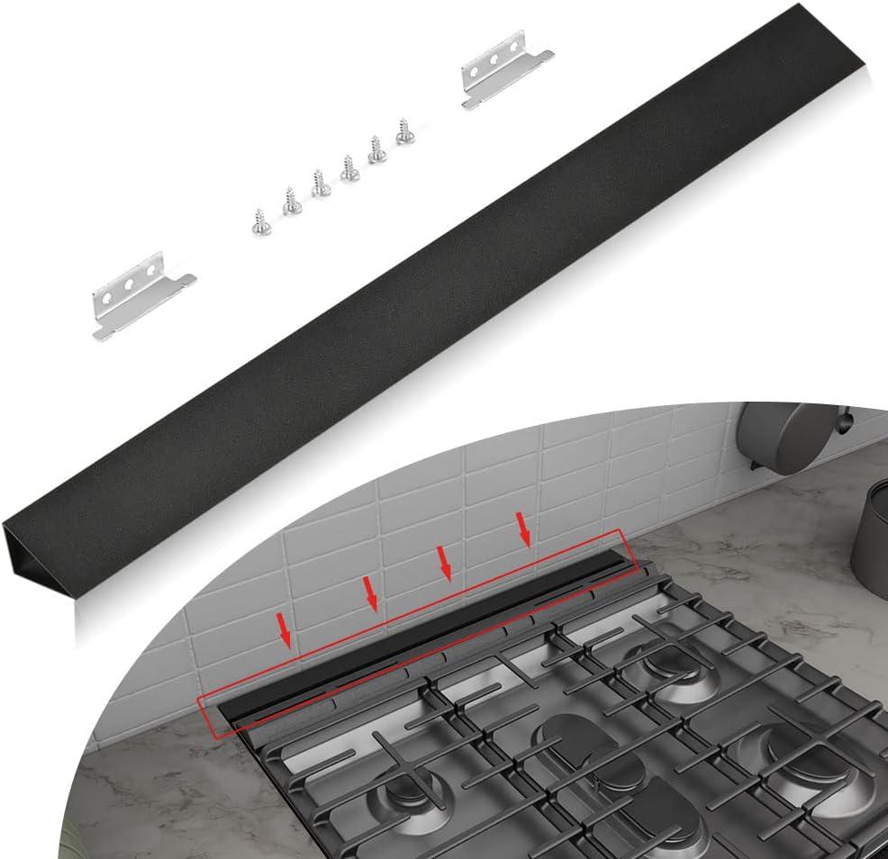 Slide-in Range Rear Filler Kit Black, Universal Triangular Fill Strip, Top Trim Kit Between Stove and Wall for Whirlpool & Most Brand, Aluminum Gap Cover, 30" Long