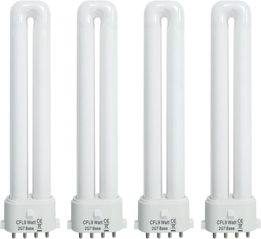 9 Watt Light Bulb Compatible with Satco S8365, Kandolite 96500, Rayovac F9w-1, Coleman Lantern Bulb Replacement 2G7 Base 4100K 4 Pack