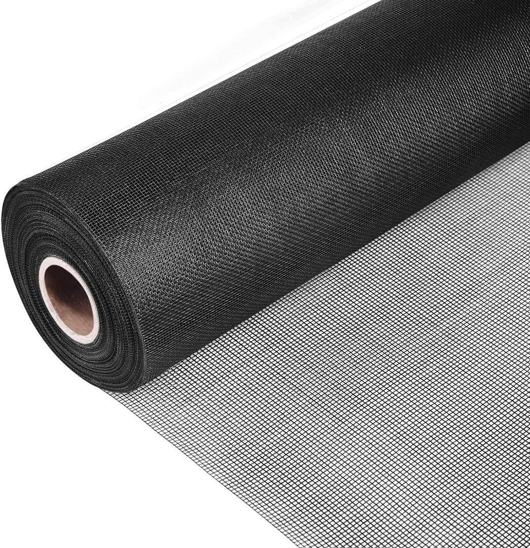 Pololo Fiberglass Screen Roll High Visibility and Durable Screen Easy to DIY Repair or Rescreen Window and Door Screen, Black 48” x 100’