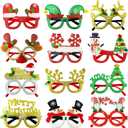 Christmas Party Favors Supplies 12 Pack, Universal Size Holiday Glasses Accessories, Xmas Party Prizes Photo Booth Props Decorations for Outfit, Christmas Goodie Bag Stocking Stuffers Gifts Giveaways