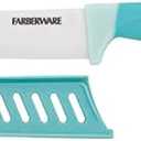 Farberware Ceramic Chef Knife with Custom-Fit Blade Cover, Razor-Sharp Kitchen Knife with Ergonomic, Soft-Grip Handle, Dishwasher-Safe, 6-inch, Aqua