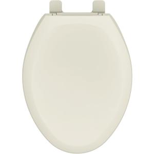 Gerber Elongated Toilet Seat with Cover, Soft Close, No Slam, Quick & Easy Install, Heavy-Duty Plastic, Adjustable Fit for Standard Elongated Toilets, Durable & Fade-Resistant, Biscuit G009921309