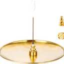 3 in 1 Incense Burner - 6.7 Inch Brass Incense Holder for Incense Sticks/Coil Incense/Incense Cones - Metal Gourd-Shaped Ash Catcher for Meditation Yoga Room Home Decor ZX11M