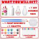 Singhoow 4 Set Mother's Day Paint Your Own Porcelain Paint Vase Art Project White Ceramic Painting Kit for Adults Porcelain Vase Decorating Kit Holiday Supplies DIY(Charming)