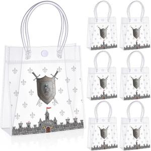 Sunnymove 24 Pcs Knight Transparent PVC Bag Medieval Theme Party Decorations Castle Favor Boxes for Gifts Birthday Parties, Medieval Theme Birthday Supplies Decoration