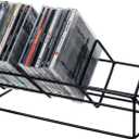 MyGift 3 Slot Modern Matte Black Metal Wire CD Storage Stand, Tabletop Compact Disc Holder Shelf, Video Game DVD Media Organizer Rack, Holds 30 Jewel Cases