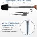 SetSail Toilet Brush and Holder 2 Pack, Self Closing Lid Toilet Bowl Brushes Holder and Extra Long Handle Ventilated Toilet Brush Set for Bathroom Cleaning, Nylon Bristles, Grey