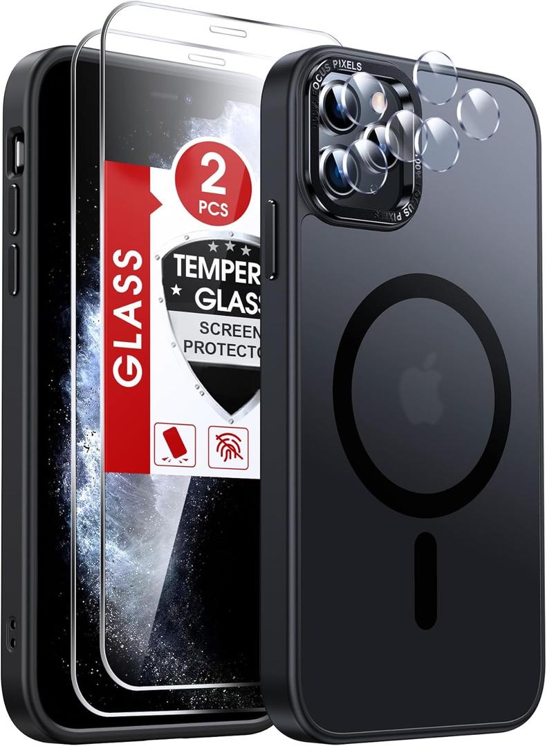LeYi for iPhone-11-Pro-Max Cases with Screen Protector X2 + Camera Cover X2: i Phone 11pro promax for MagSafe Magnetic 11promax Complete Protection Bundle Daily Style Teens & Young Adults, Black