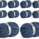 10 Pack Jumbo Chenille Yarn for Crocheting, Super Bulky Baby Soft Yarn for Hand Knitting, 220 yds /70.5 oz Fluffy Chunky Knit Throw Blanket Yarn (Navy Blue)