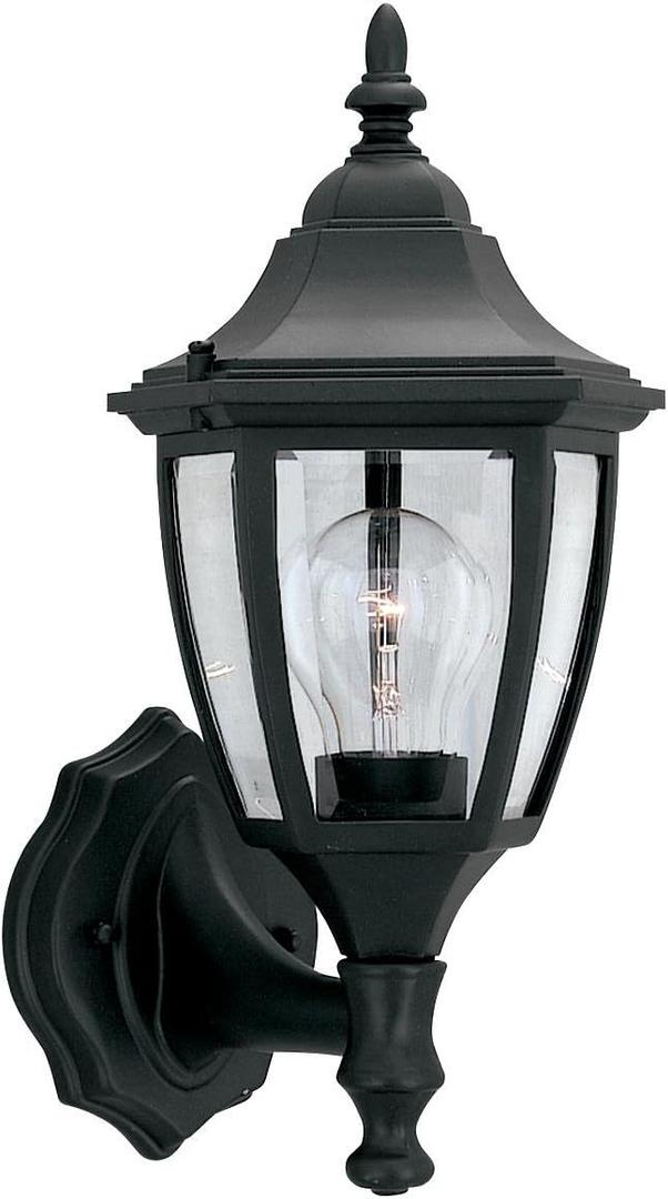 Designers Fountain Waterbury Outdoor Light Fixture, 14.25 Inch Exterior Wall Lantern Sconce for Front Door, Patio and Porch, Black, 2462-BK