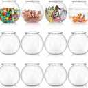 Okllen 12 Pack Plastic Ivy Bowls, 16 Oz Round Fish Bowl Unbreakable Vases Bowls for Home Decor, Carnival Games, Candy, Party Favors, Centerpiece, BPA Free, Clear