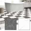 Peel and Stick Tile Vinyl Floor 40 Piece Polish 12in x 12in Cover 40 Sq. Ft, Self Adhesive Waterproof Flooring Planks for Kitchen, Dining Room, Bedrooms, Dark Gray&White Marble