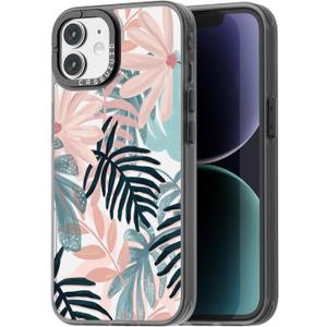 Compatible for iPhone 12 Case Cute Aesthetic - Durable Fashion Funny Phone Case - Girly Palm Tree Pattern Print Cover Design for iPhone 12 6.1" Black