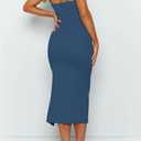 OWIN Women's Adjustable Spaghetti Straps Sleeveless High Waist Split Midi Bodycon Cocktail Party Dress, Medium