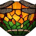 Tiffany Style Dragonfly Sconce Wall Lights Stained Glass Uplighter Shade Wall Lamp Vintage Mediterranean Wall Sconce Lamp for Bedroom Living Room Hallway, 10.6" 7.5",B