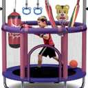Trampoline for Kids 55inch Toddler Mini Small Trampoline Outdoor Indoor Basketball Hoop, Swing, Gift for Baby, Toddlers & Kids Ages 3-6