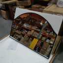 Chende 47''x32'' Large Wall Mirrors for Decor, Black Bathroom Mirror with Removable Shelf, Elegant Scallopd Mirror with Arched Frame for Entryway, Living Room, Mantel, Bedroom