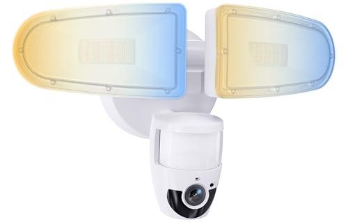 JJC Security Floodlight Camera Outdoor,1080P Smart Motion Sensor Outdoor Lights with Camera(4 Working Modes), 110dB Siren 25W 2200 Lumen Brightness, IP65 Weatherproof, 2-Way Talk