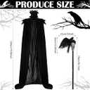 Toulite 3 Pcs Women Halloween Evil Black Style Queen Costume Witch Crow Gothic Feather Cape Cosplay Party Props