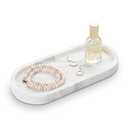 HAMAKAWA Oval Bathroom Vanity Tray, Large Natural Marble Tray 10 inch, Volakas White Stone Soap Trays, Modern Perfume Trays, Countertop Organizer for Kitchen, Coffee Table, Home Decor