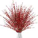 Sggvecsy 10 Pcs 29.5 Long Artificial Jasmine Flowers Tall Fake Flower Bouquet Faux Jasmine Plants Dry Branches for Christmas Wedding Home Party Office Hotel Restaurant Kitchen DecorationRed