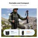 K&F CONCEPT 73 Camera Tripod with Fluid Head, Aluminum Travel Tripod for Video, Smooth Pan/Tilt for DSLR Mirrorless Camcorder, Max Load 6.6lb, for Live Streaming Vlog & Spotting Scope