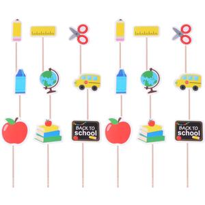 18pcs Back To Cupcake Topper Dessert Fruit Cake Pick Toothpicks First Day Of Classroom Welcome Party Decoration Accessories Teacher