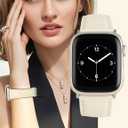 Leather Magnetic Watch Band Compatible with Apple Watch 46mm 45mm 44mm 42mm 41mm 40mm 38mm, Top Grain Designer Replacement Strap for Women Men iWatch Series 10/9/8/7/6/5/4/3/2/1/SE/Ultra 2