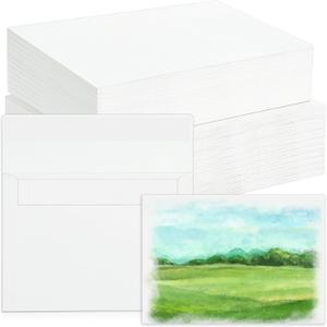 Prudiut 120 Sets Watercolor Paper with Envelopes, 140 lb/300 GSM NOT FOLDABLE Watercolor Paper Cards Blank Watercolor Postcards for Christmas Greeting Cards, Wedding Invitations, Thank You Cards