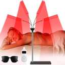 3 in 1 Red Light Therapy ，Deep 660nm,850nm and 940nm Near Infrared Led Red Light with 30-64" Adjustable Height Therapy Lamp for Body, Face,Muscle,Skin,Red Infrared Light with 4 Head (Black)