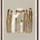 iHery Natural OAK Wood Jesus Feeds Walnut Color Framed Wall Art, Large 16x20in 5 Bread and 2 Fish Christian Bible Canvas Art, Modern Sketch Scripture Bedroom Decor, Set of 1 For Living Room